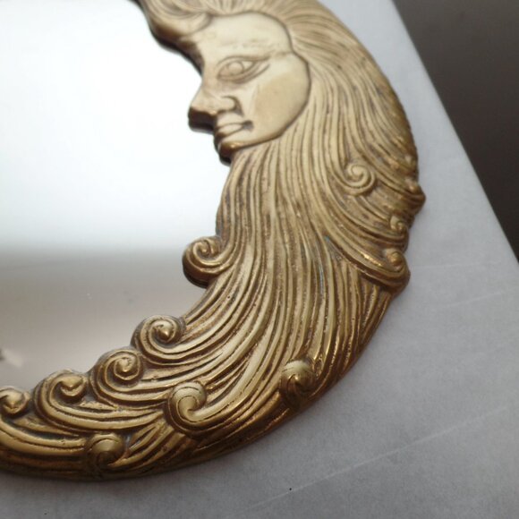 Penco Crescent Man in The Moon Wall Mirrorl Brass - Picture 3 of 10